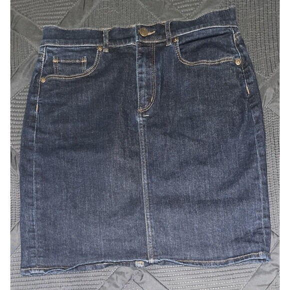 Loft Denim Skirt Dark Rinse Stretch 5 Pocket Jean Women’s Size 6 Petite - Picture 1 of 6